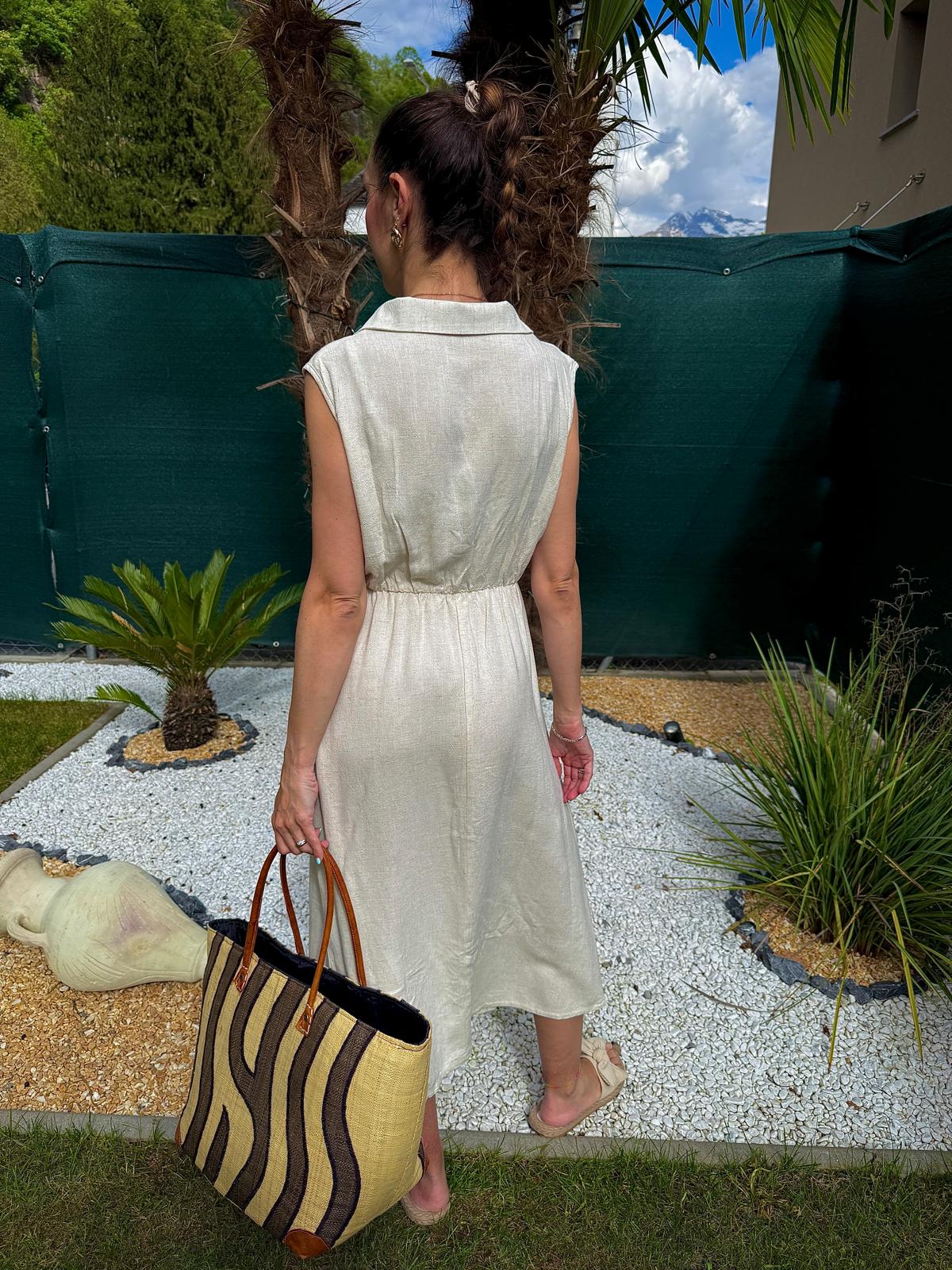 Abito midi in lino | Rose Maison IsaLove - Maison IsaLove