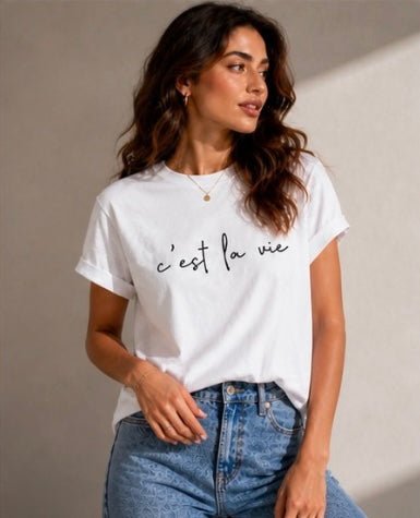 T-Shirt “c’est la vie” | Rose Maison IsaLove - Maison IsaLove