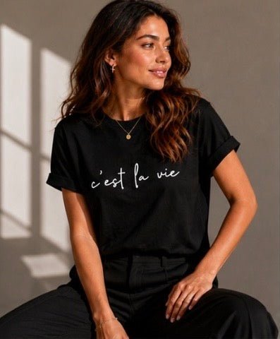 T-Shirt “c’est la vie” | Rose Maison IsaLove - Maison IsaLove