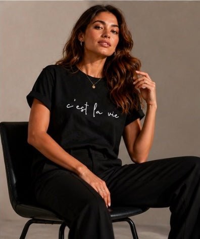 T-Shirt “c’est la vie” | Rose Maison IsaLove - Maison IsaLove