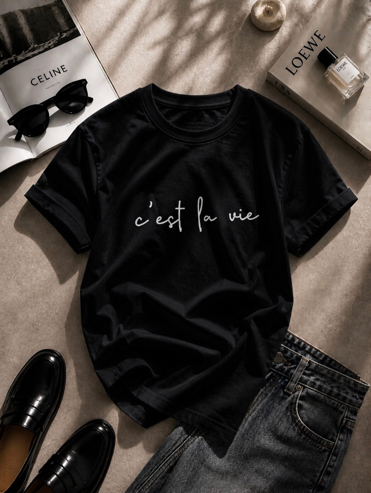 T-Shirt “c’est la vie” | Rose Maison IsaLove - Maison IsaLove