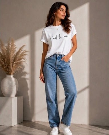 T-Shirt “c’est la vie” | Rose Maison IsaLove - Maison IsaLove