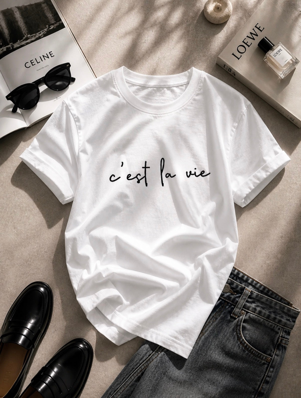 T-Shirt “c’est la vie” | Rose Maison IsaLove - Maison IsaLove
