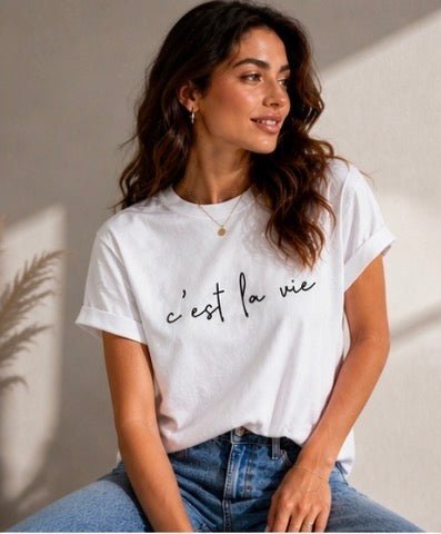 T-Shirt “c’est la vie” | Rose Maison IsaLove - Maison IsaLove
