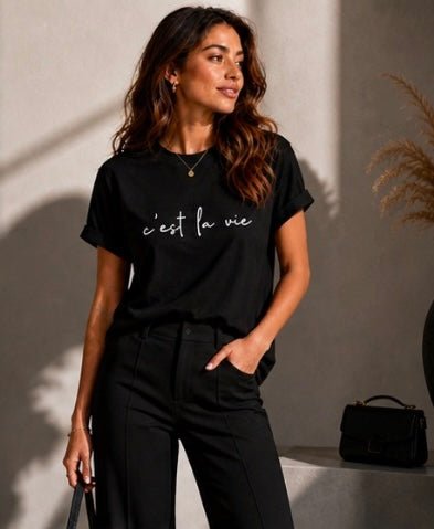 T-Shirt “c’est la vie” | Rose Maison IsaLove - Maison IsaLove
