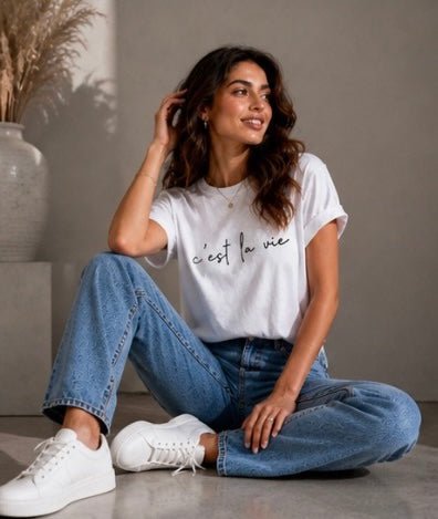 T-Shirt “c’est la vie” | Rose Maison IsaLove - Maison IsaLove